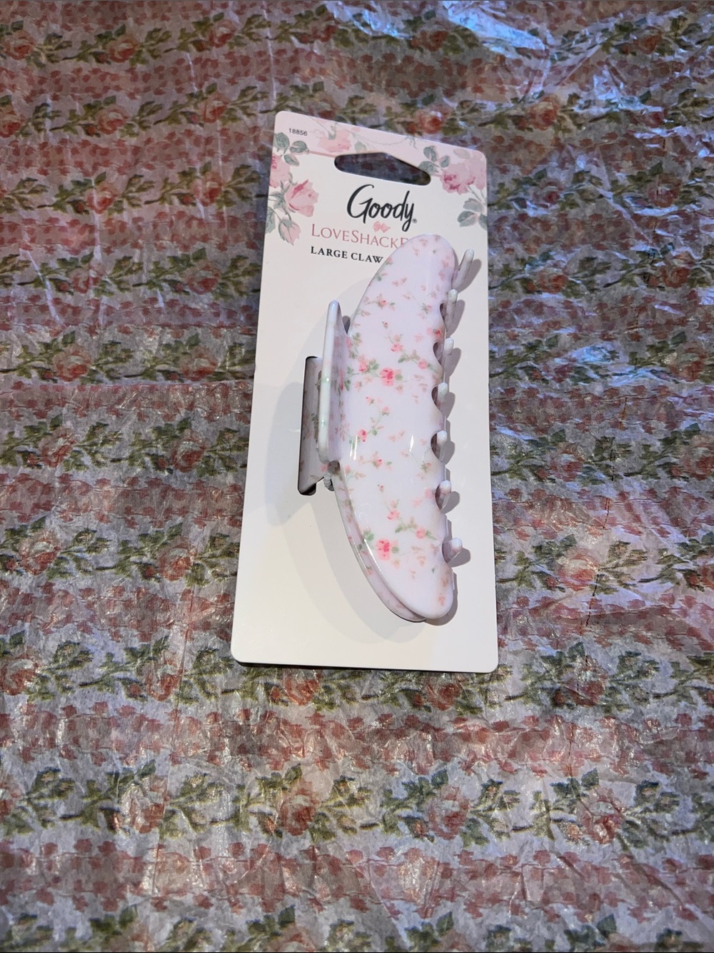 LoveShackFancy x Goody Pink and White Floral Large Hair Claw